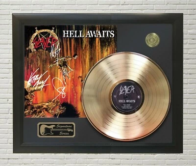 Slayer Framed Black wood Reproduction Signature Gold LP Display  - Image 1 of 4