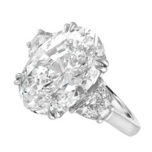 2.70 CT GIA Engagement Diamond 3-Stone Ring Oval Shape 18k White Gold - Picture 1 of 2