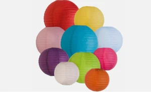 10" 8" Paper Lanterns Lampshade Christmas Party Birthday Wedding Mix-Coloured - Picture 1 of 16