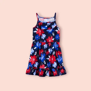 Carter's Girls Floral Tank Dress NWT Size 14 Red Blue Summer Flutter Beach Slip - Picture 1 of 1