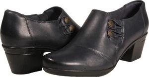 Clarks Emslie Warren Damen-Bootie mit Absatz marineblau Leder US-Größe 11 M - Bild 1 von 3
