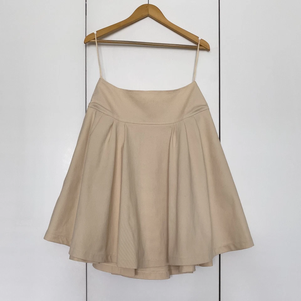 OSCAR DE LA RENTA: Women's A-Line Pleated Skirt, Beige, Size 10 - Image 1 of 4