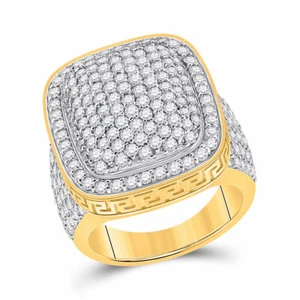 14kt Yellow Gold Mens Round Diamond Pillow Cluster Ring 5 Cttw - Picture 1 of 1