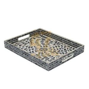 Bandeja de 15x12x2" negra interior exterior decoración del hogar mesa decoración - Imagen 1 de 10