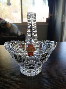Vintage-Anna Hutte Bleikristall lead Crystal Clear & Gold Glass Basket - Picture 1 of 6