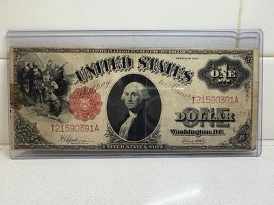 Nota de dólar 1917 selo vermelho circulada - Imagem 1 de 4