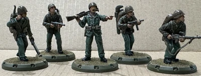 Dust Tactics 1947 Studio, Painted USMC Mustang Command Squad, No Card - Image 1 of 4