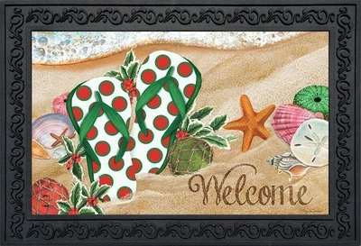 Briarwood Lane Coastal Christmas Beach Doormat - Image 1 of 4