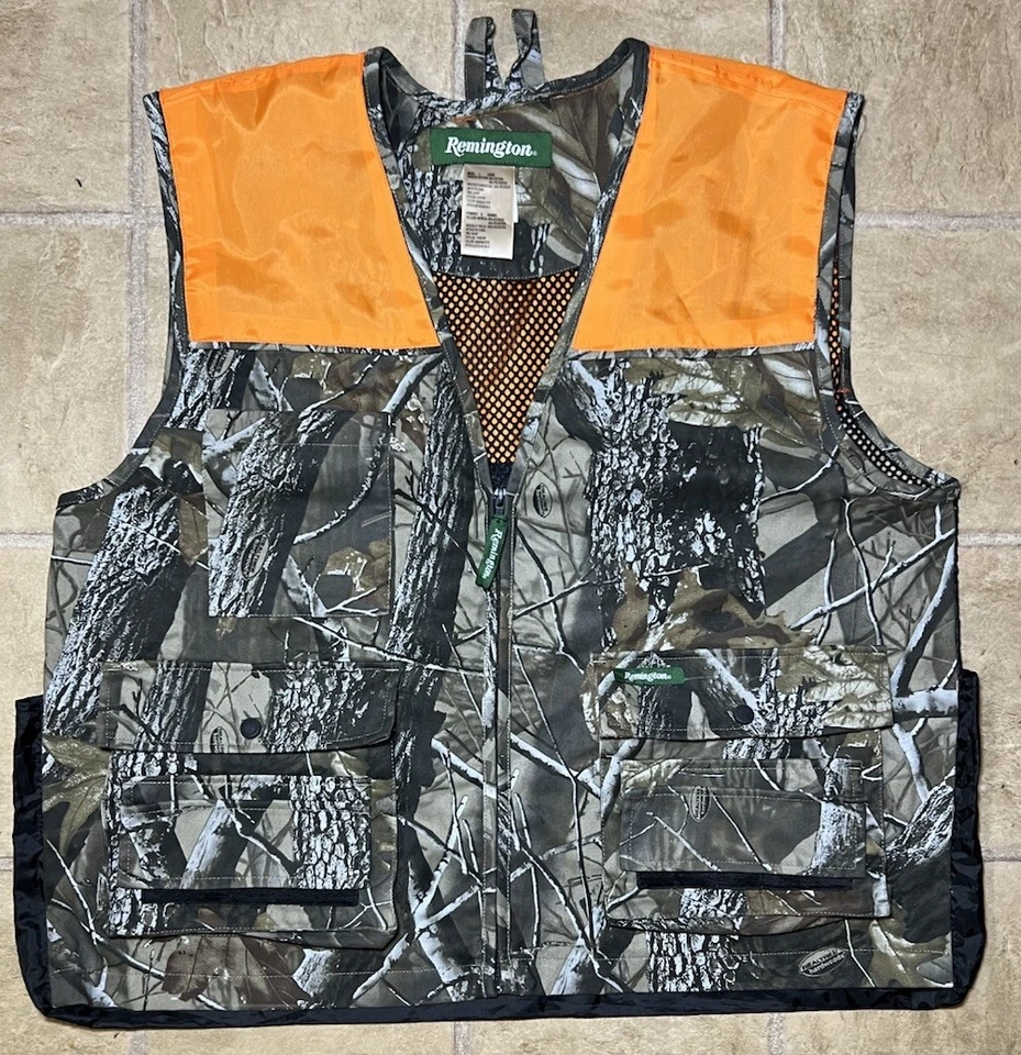 Remington Hunting Shooting Vest Men’s Large Game Bag Utility Camo Orange Mesh - Image 1 of 4