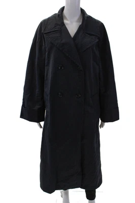 Zara Womens Double Breasted Button Down Belted Trench Coat Navy Blue Size Medium - Image 1 of 4