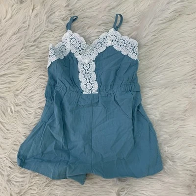 girl turquoise lace romper XS - Image 1 of 3
