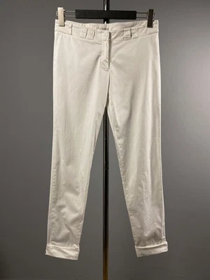 Vintage Miu Miu Womens White Slim Fit Cuffed Lightweight Trousers Pants Size 40 - Image 1 of 4