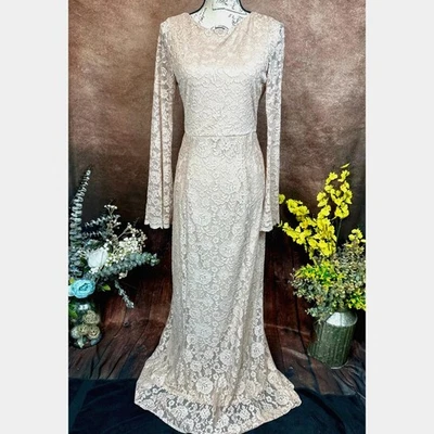 Maxi Vestido Show Me Your Mumu Natalie Espalda Baja Champagne Forever Encaje M Foto 1 de 4