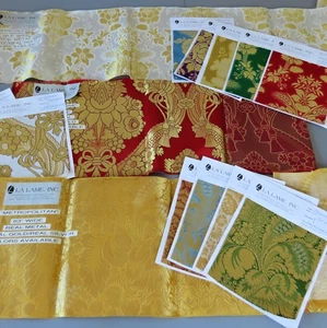 3 Lots of Lavish Ecclesiastical Brocade FABRIC Samples LA LAME w GOLD Threads - Picture 1 of 14
