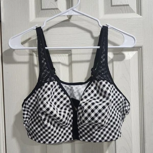 Catherines Intimates Damen Baumwoll BH 46C Frontverschluss schwarz-weiß  - Bild 1 von 8
