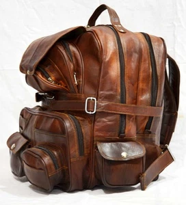 Vintage Rucksack Herren Schulter Leder Backpack Reise Original Braun Tasche - Bild 1 von 7