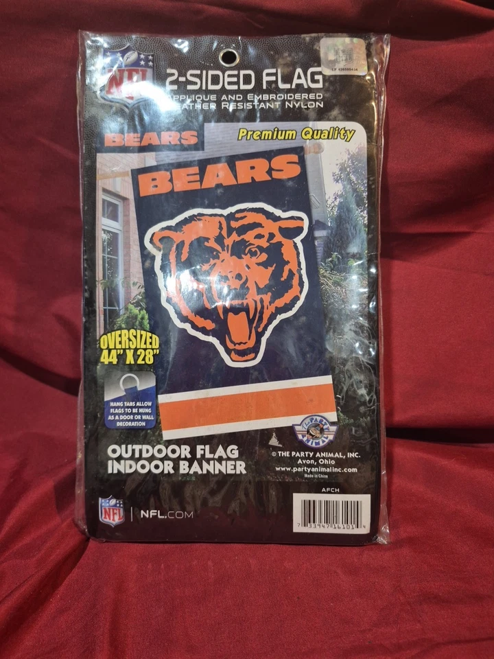Nuevo animal de fiesta NFL Chicago Bears 2 caras 44" X 28" apliques bandera Foto 1 de 1
