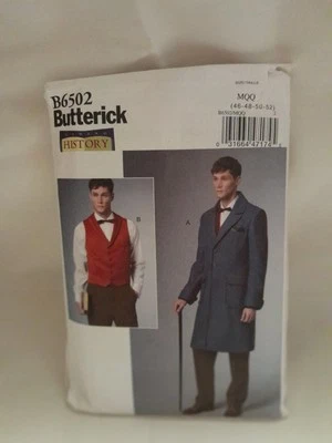 Butterick B6502 Men’s Historical Coat Vest Pattern 46-52 Steampunk Cosplay - Image 1 of 4