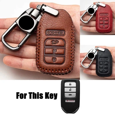 Genuine Leather Car Key Fob Case Cover For Honda Accord Civic CRV CRZ HRV Pilot - Image 1 of 4
