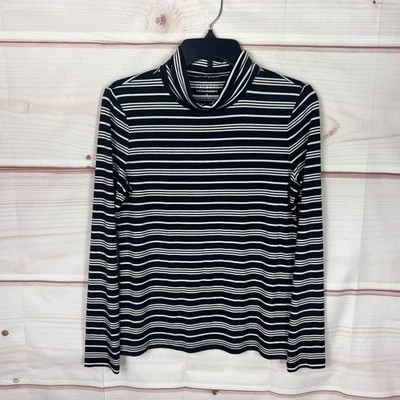Talbots Top Womens S Black Stripe Turtleneck Thermawarmth Long Sleeve Pullover - Image 1 of 4