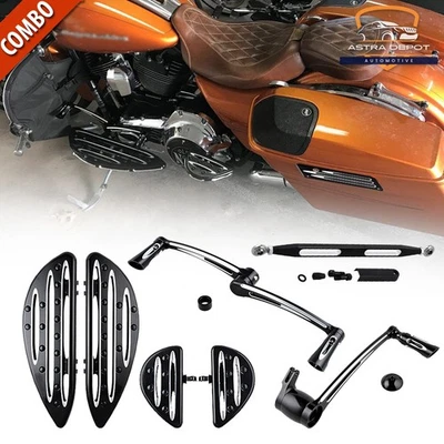 Kit de acoplamiento de palanca de cambio de freno de placas de piso estiradas para Harley Touring 2014-2019 Foto 1 de 4