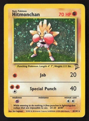 Hitmonchan Holo Rare Base Set 2 008/130 MP - Image 1 of 2