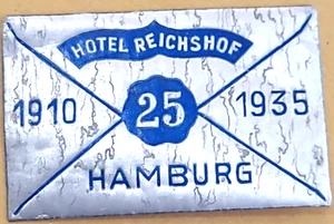 1910 - 1935 - HOTEL REICHSHOF - HAMBURG - GERMANY - antique old label erinnophile - Picture 1 of 2