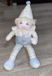 Vintage Bantam Clown Soft Stuffed Plush Cloth Velour Baby Toy Rattle Pastel - Picture 1 of 6