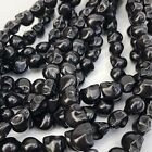 Black Stone skull Beads - 10x8mm Halloween Gemstone Punk Bead 38cm Strand
