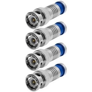 4 Pcs BNC Male Compression Connector RG59 Coax Coaxial Cable CCTV Camera Gold - Picture 1 of 2