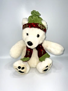 Dan Dee White Polar Bear Plush Collectors Choice Christmas Scarf Hat 14 inch - Picture 1 of 8