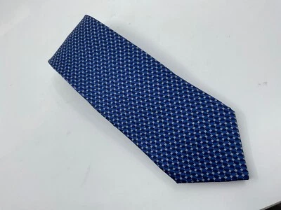 Corbata de cuello Lanvin Paris para hombre 100 % seda azul marino texturizada 3 1/8 x 59 I15 Foto 1 de 3