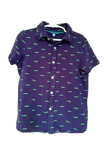 andy & evan navy blue button up short sleeve shirt alligator details 6y - Picture 1 of 4
