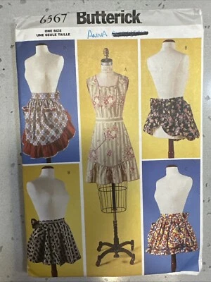 Butterick 6567 Four Vintage Style Aprons C.2001 Factory Folded Name On Front - Image 1 of 3