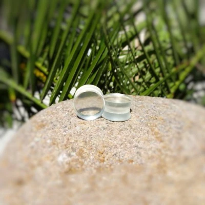 Tapones para los oídos de resina transparente - Medidores para los oídos - Doble acampanado - Hecho a mano Foto 1 de 4