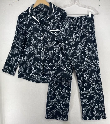 ELLEN TRACY Conjunto de Pijama S Polar Floral Camisa y Pantalón Prendas para Dormir Negro Foto 1 de 4