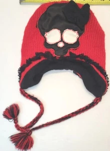 Girls Winter Hat Ear Flaps Fleece Inner Lining Skull And Bow Tassles - Picture 1 of 12