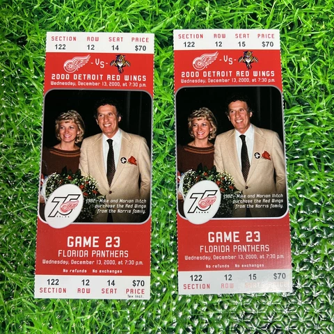 Red Wings vs Florida Panthers ticket stubs Dec 13, 2000  -  Mr. & Mrs. Ilitch Cover