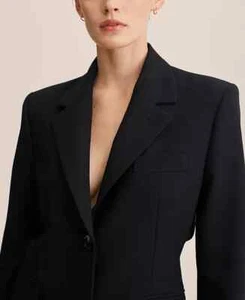 Mango Size M Women's Structured Cut Out Black Blazer - Picture 1 of 9