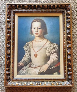 Young Girl Portrait Art Gravure Framed Print Gold Gilded Antique Frame Queen - Picture 1 of 7