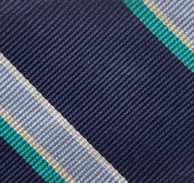 Bow Tie Men Silk Blue Green Striped SELF TIE Bowtie - Image 1 of 4