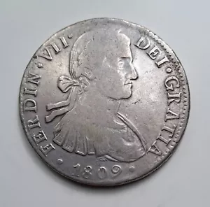 ESPAÑA FERNANDO VII 8 Reales 1809 Mexico Mejico Busto imaginario - Foto 1 di 2