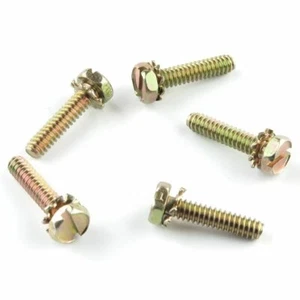 Menge 10 Stahl 6-32 x 5/8" Sechskant/Schlitz Kopf mit Stern Scheibe USA Verkäufer - Bild 1 von 1