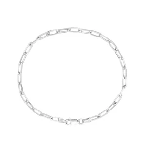 Brazalete de cadena de eslabones largos con clip pulido de plata de ley de 3,0 mm - Imagen 1 de 2