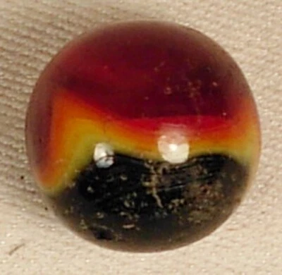 AKRO AGATE INDIAN BLANKET MARBLE RED YELLOW BLACK VG 3/4" - Image 1 of 4