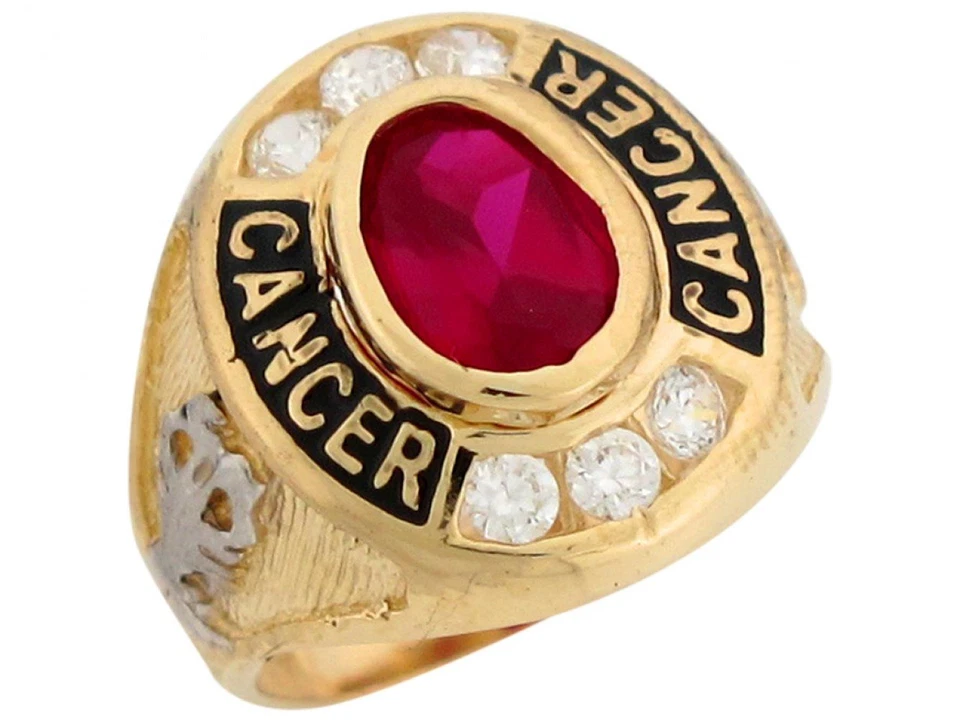 Anillo de bebé de oro de 10k o 14k rubí simulado circonita cúbica esmalte piedra de nacimiento de julio cáncer zodiaco Foto 1 de 1