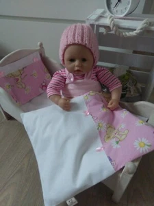 ❤Puppenbettwäsche❤PuppenwagenGarnitur❤weiss rosa Lillifee❤Baby Born Handmade Neu - Bild 1 von 5