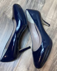 Vince Camuto Women’s Heels 8.5 Dark Blue Patent Leather Platform Pumps Shoes - Picture 1 of 12