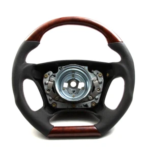 Lenkrad Wurzelholz Holz Leder Mercedes W202 W201 R129 W124 W140 Abgeflacht - Picture 1 of 3