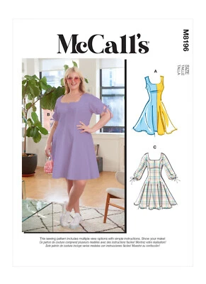 McCall's Sewing Pattern M8196 Womens Dresses Fit Flare 3 Styles Sizes 26W-32W UC - Image 1 of 4
